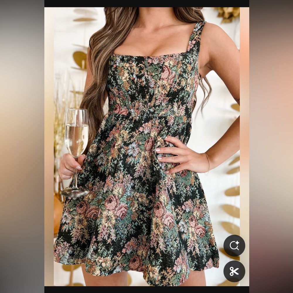 Jacquard Mini Dress (Size:L)